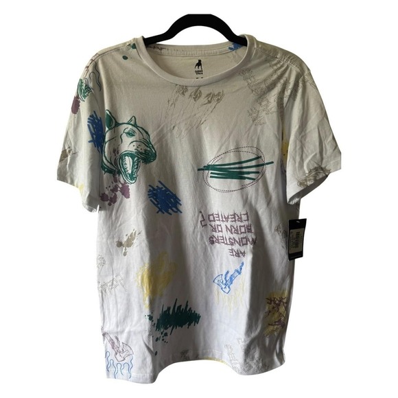 Cuidado Con El Perro Tops - Cuidado Con El Perro White Scribble Graphic Tee Shirt Size XS